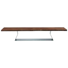 Bedrock Plank Bench in Walnut and Iron, Designed by Terry Dwan, Made in Italy