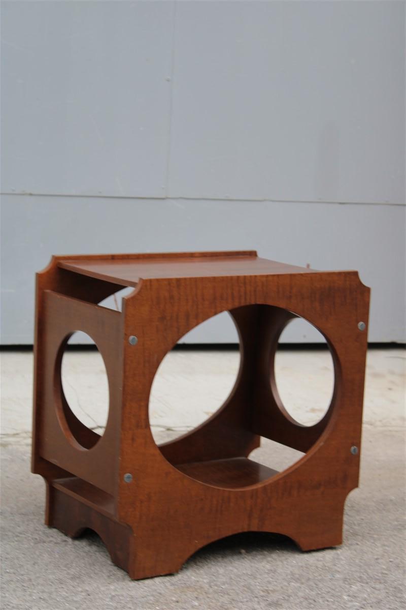 Mid-Century Modern Bedroom bedside table or sculptural coffee table with brown Italia 1960 circles For Sale
