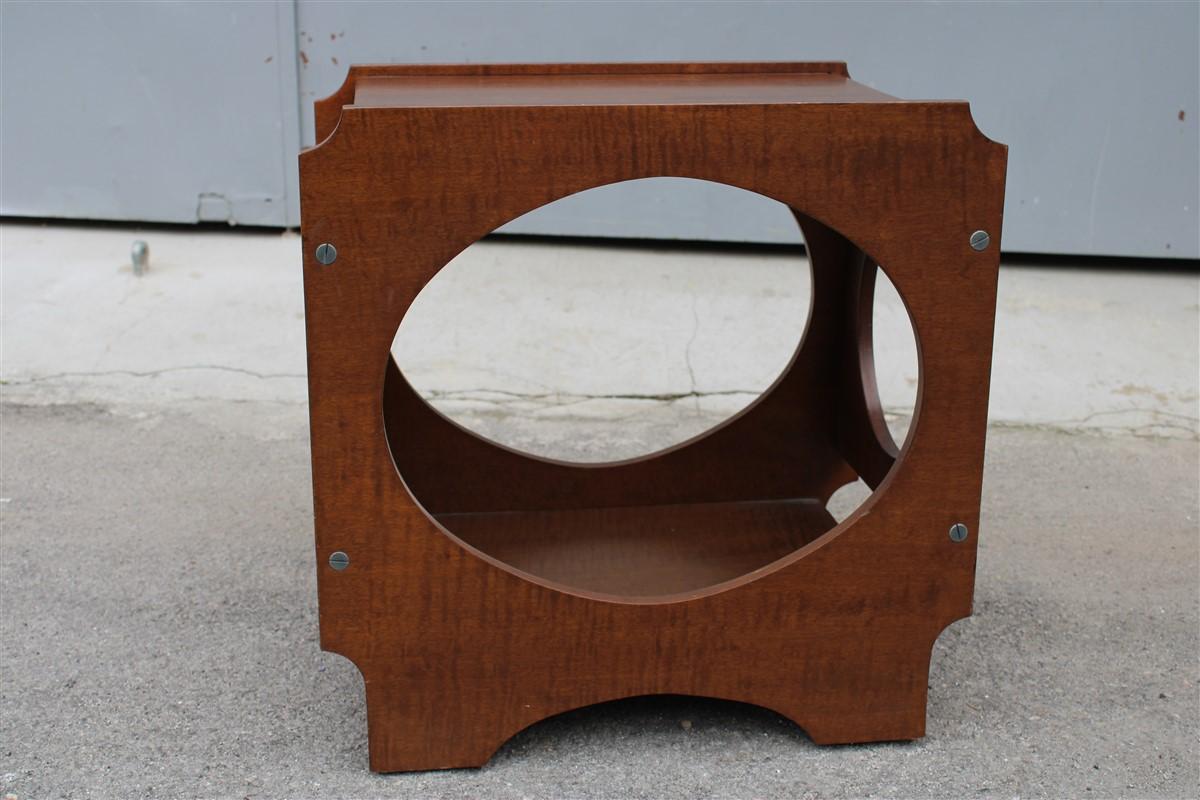 Italian Bedroom bedside table or sculptural coffee table with brown Italia 1960 circles For Sale