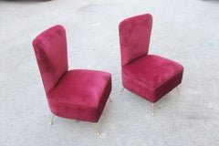 Bedroom Chairs Dark Red Velvet Feet Brass Midcentury Italian Design Gigi Radice