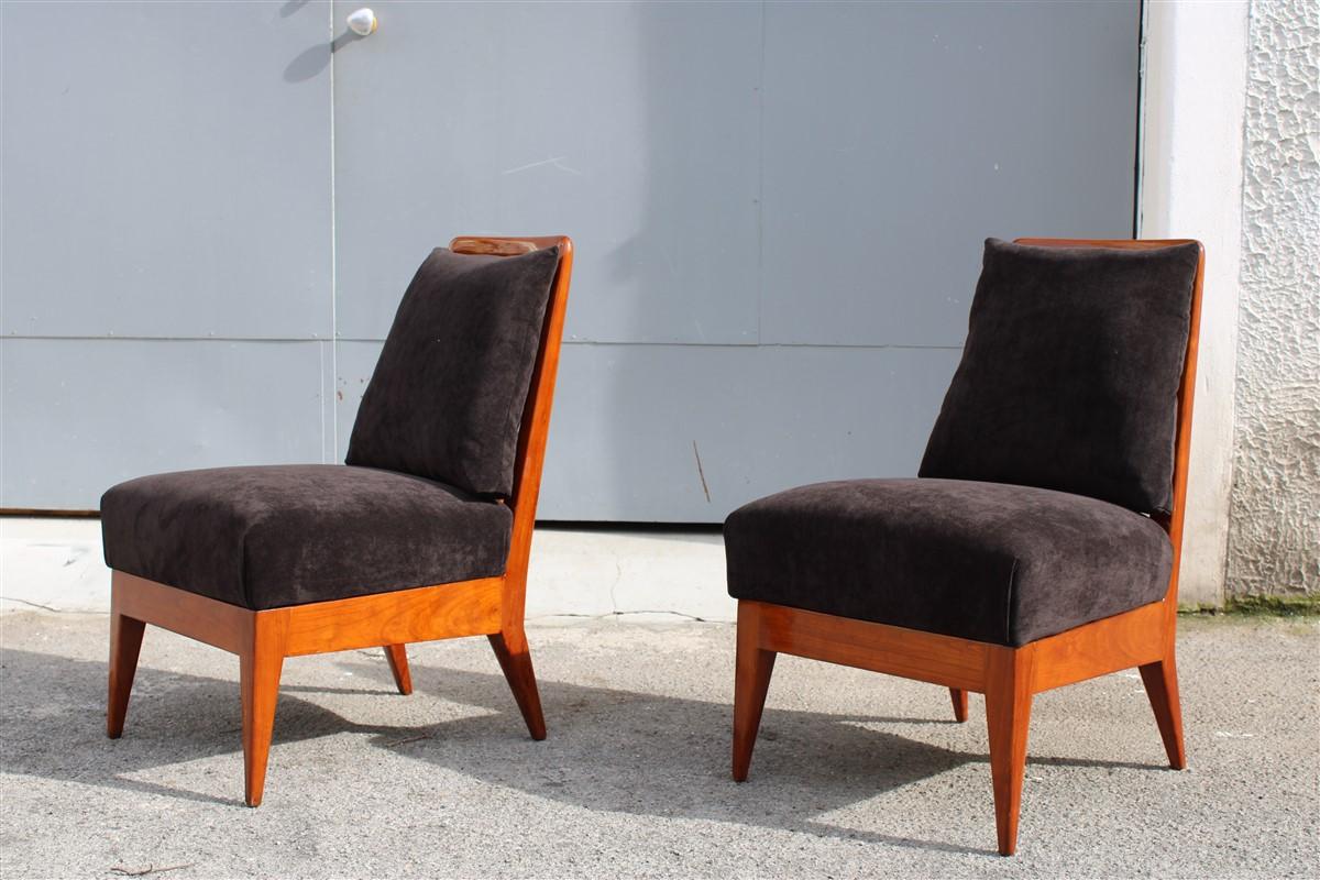 Bedroom Chairs Paolo Buffa Design 1950 Cherrywood Black Velvet Italian 5