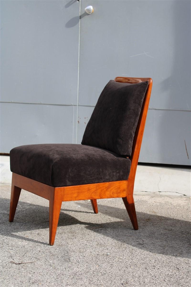Bedroom Chairs Paolo Buffa Design 1950 Cherrywood Black Velvet Italian 6