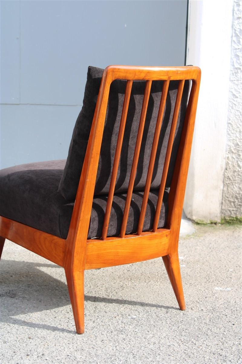 Bedroom chairs Paolo Buffa design 1950 cherrywood black velvet Italian.