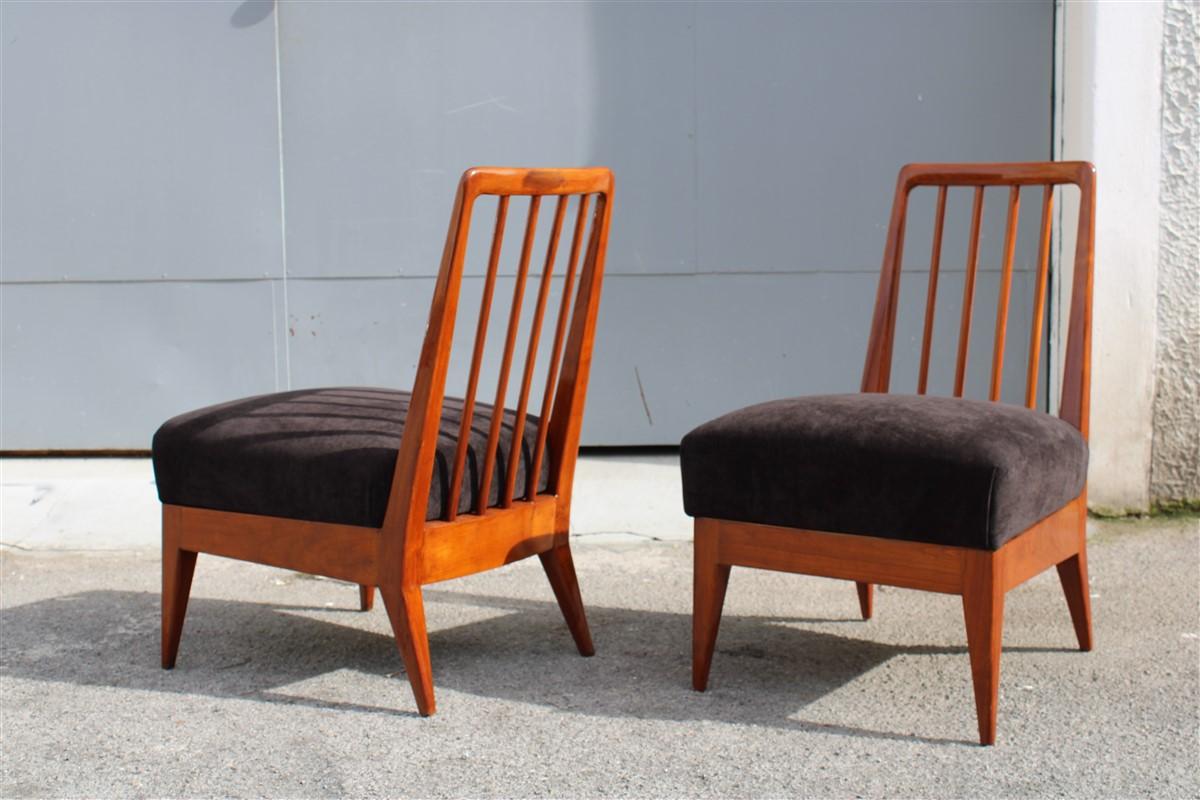 Bedroom Chairs Paolo Buffa Design 1950 Cherrywood Black Velvet Italian 1