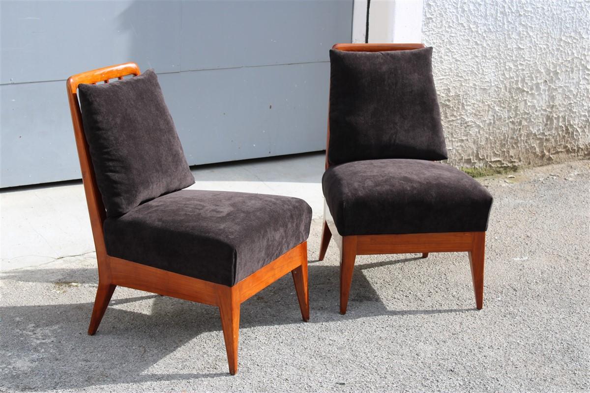 Bedroom Chairs Paolo Buffa Design 1950 Cherrywood Black Velvet Italian 3