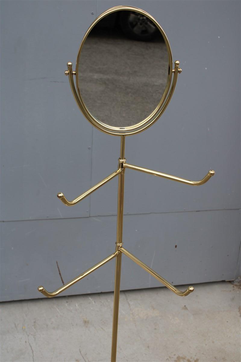 Bedroom Clothes Hanger with Mirror Italy Mid-Century Modern Gold For Sale 4