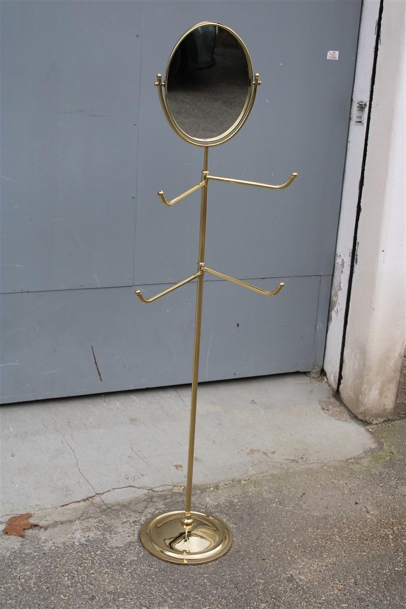 Bedroom Clothes Hanger with Mirror Italy Mid-Century Modern Gold For Sale 5
