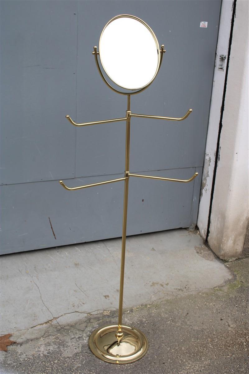Bedroom clothes hanger with mirror Italy Mid-century Modern gold.