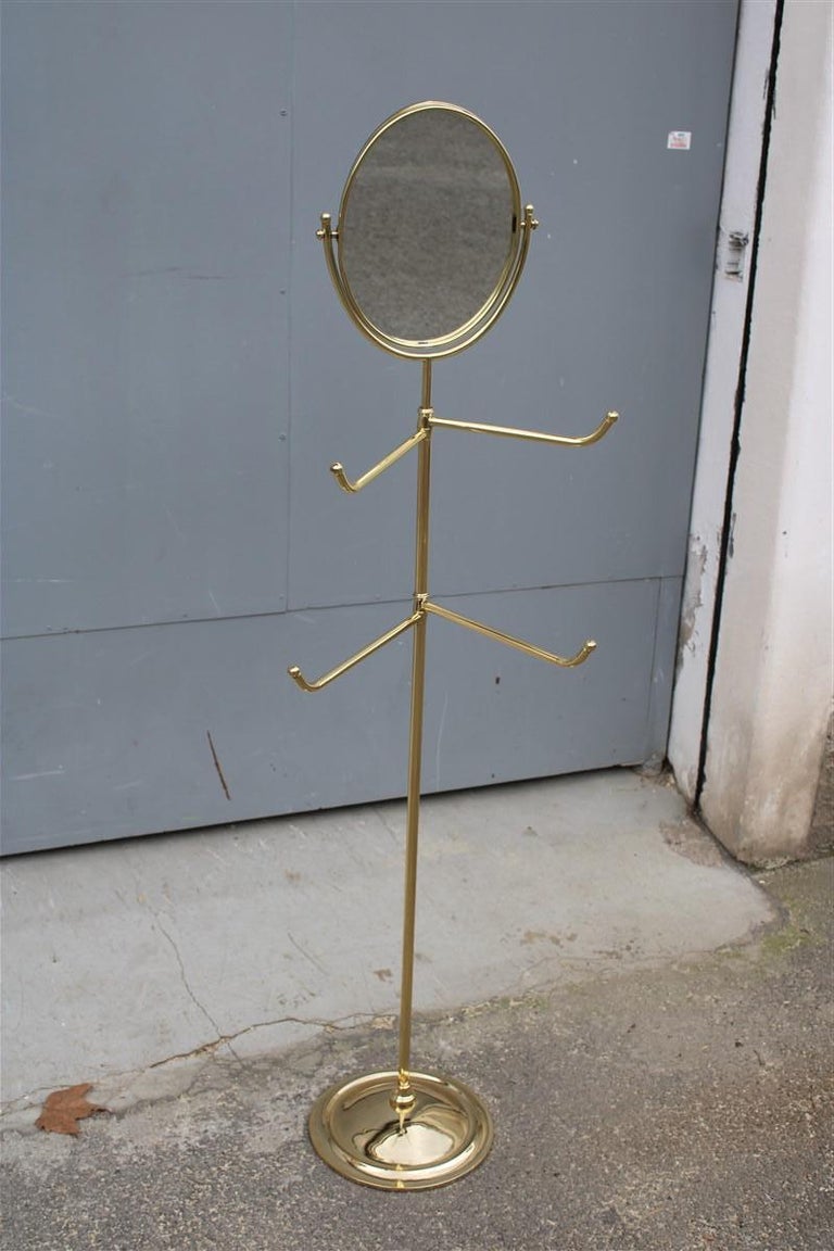 Bedroom Clothes Hanger with Mirror Italy MidCentury Modern Gold For