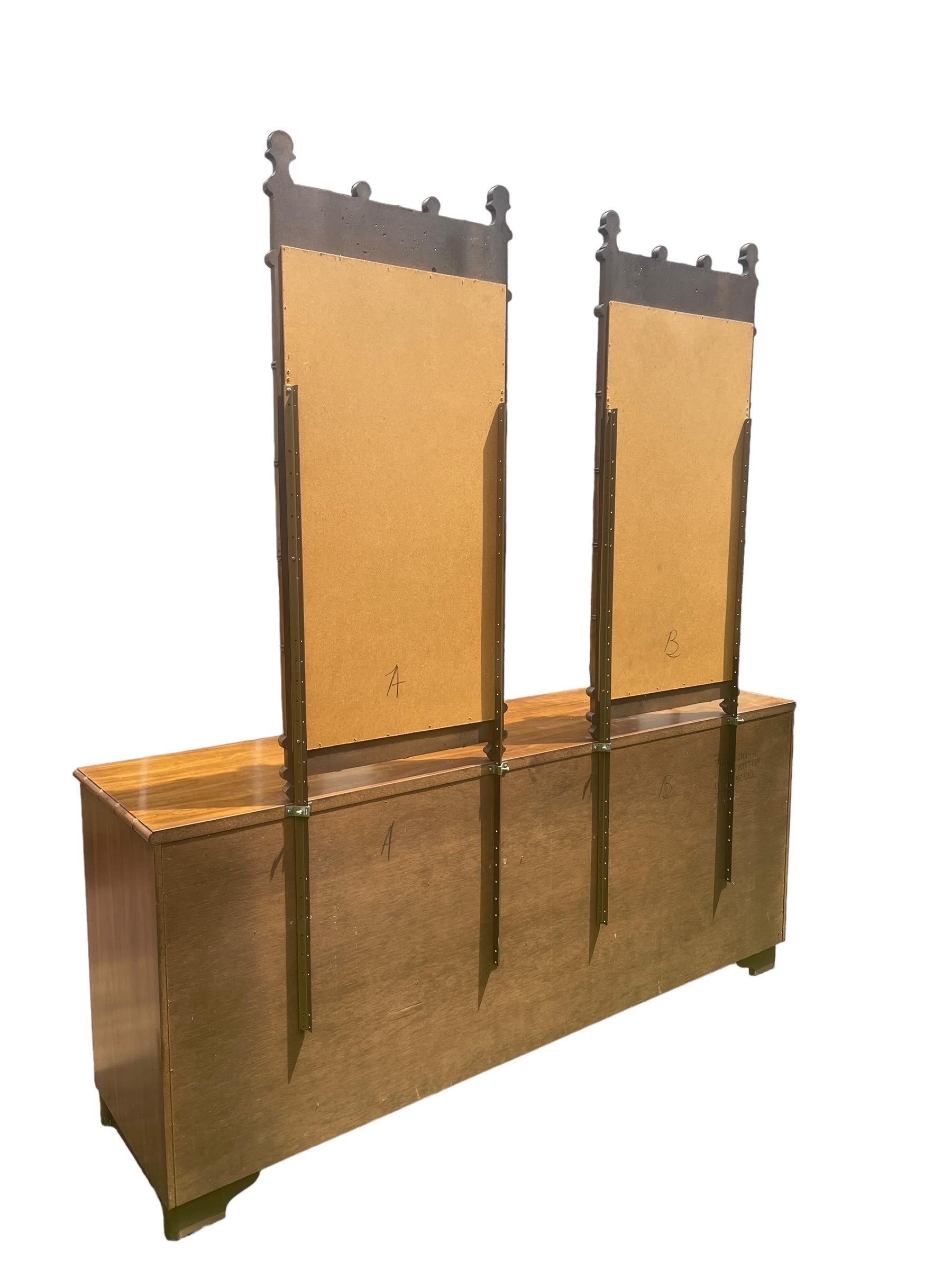 Bedroom Dresser Lowboy Faux Bamboo and Rattan Dresser by Drexel with Mirrors For Sale 2