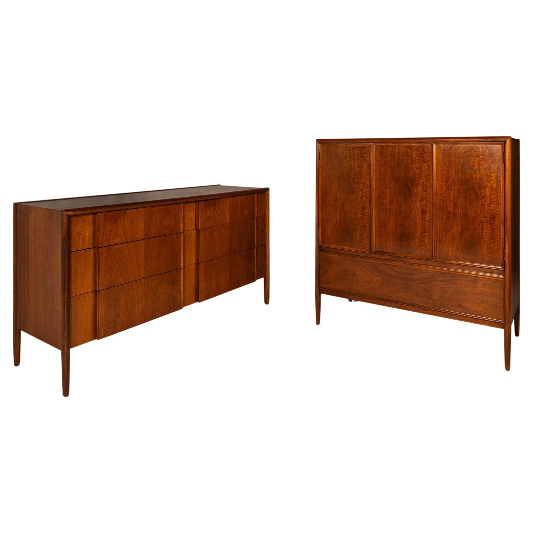 Bedroom Dresser Set by Barney Flagg for Drexel's Parallel Line, USA, c 1960's