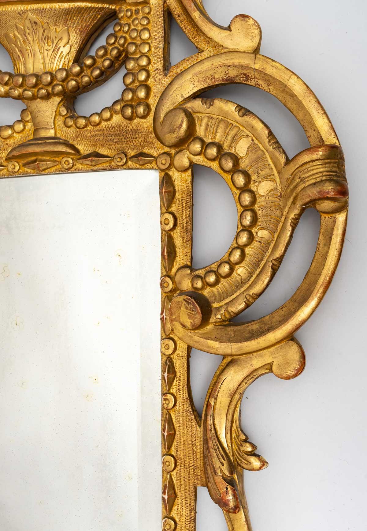 French Bedroom Mirror - Bridal Mirror - Golden Wood - Period: XVIIIth Century For Sale