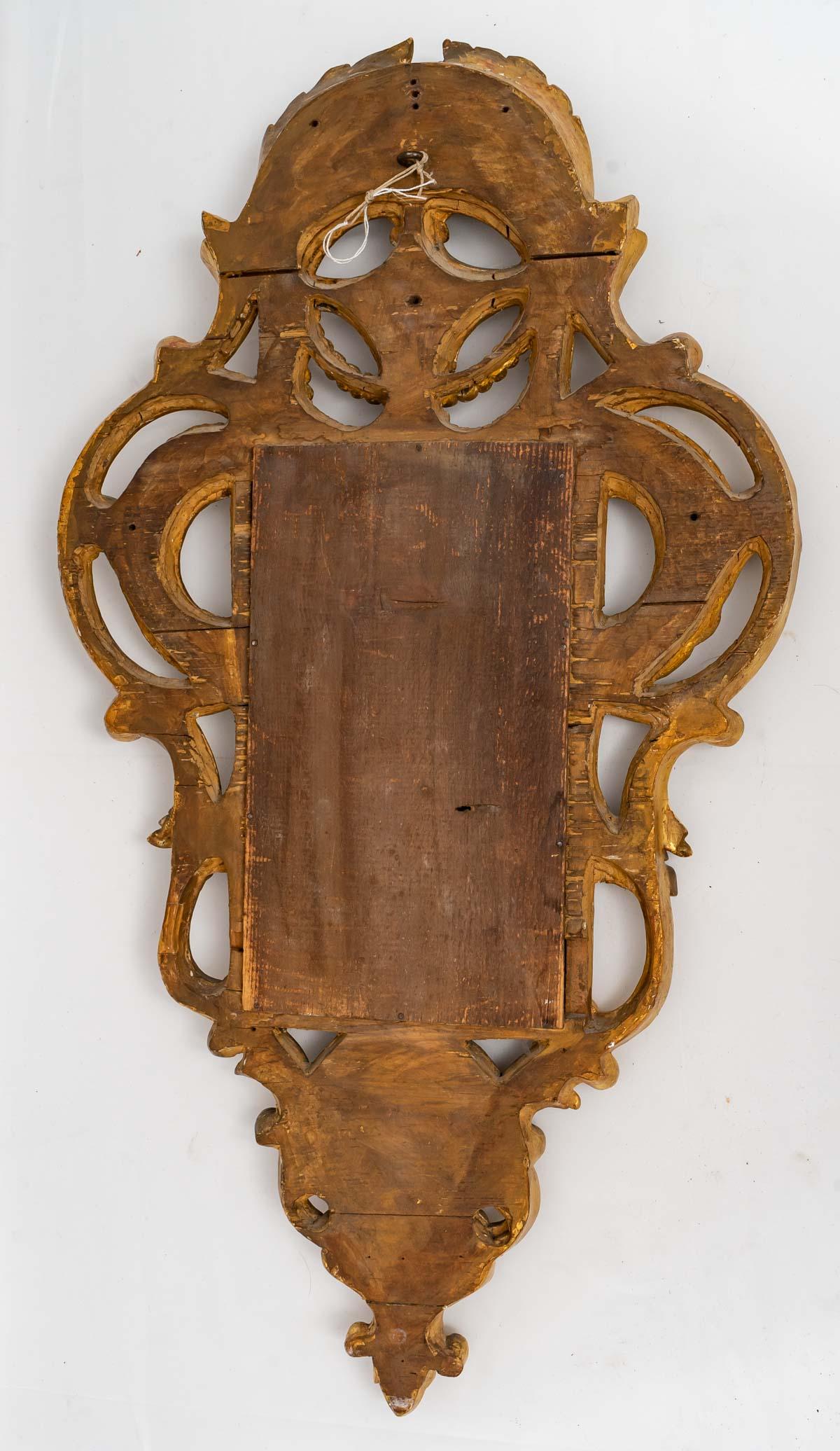 Schlafzimmerspiegel – Brautspiegel – Goldholz – Periode: XVIII. Jahrhundert (Vergoldet) im Angebot