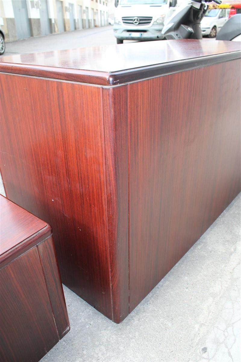 Chest of drawers with bedside tables mahogany minimal Italian design 
Bedside height 42 cm, width 63 cm, depth 41 cm.

 