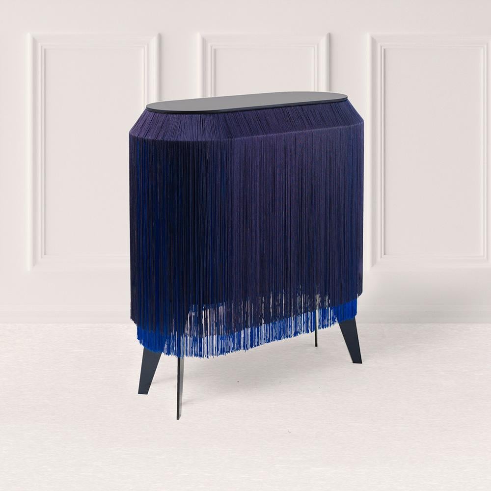 French Bedside cabinet - Electric Blue BABY ALPAGA For Sale