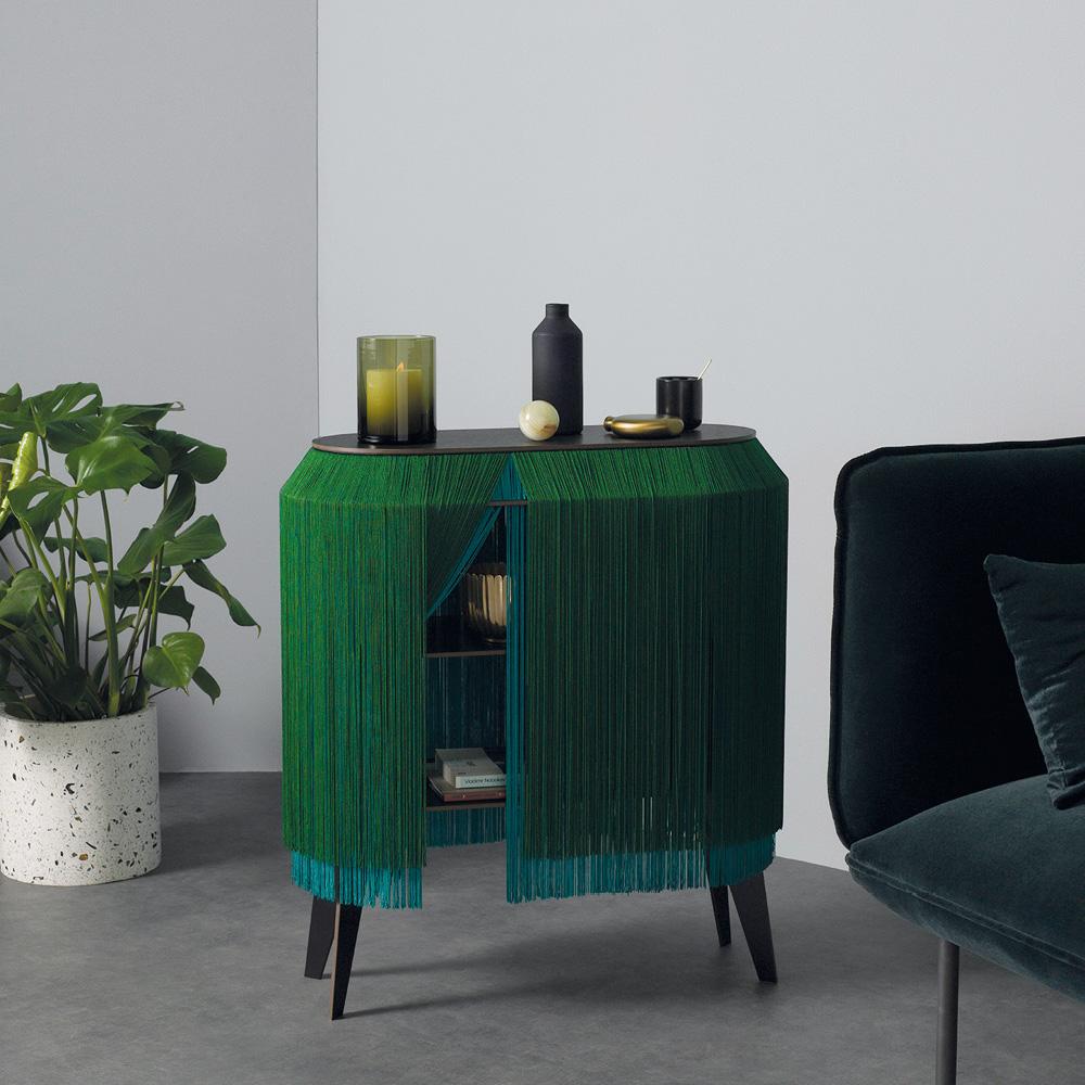 Français Meuble de chevet BABY ALPAGA vert scintillant en vente