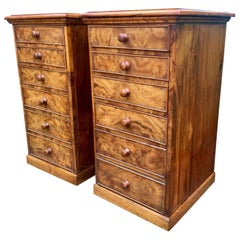 Bedside Cabinets in Burr Elm, English, circa 1880 Bedside Cabinets in Burr Elm, English, circa 1880
