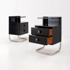 Bedside Cabinets With Drawers, Chrome-Plated Metal, Lacquered Wood, Customizable