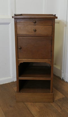 Antique Art Deco Walnut Bedside Cupboard with Brushing Slide, 1930