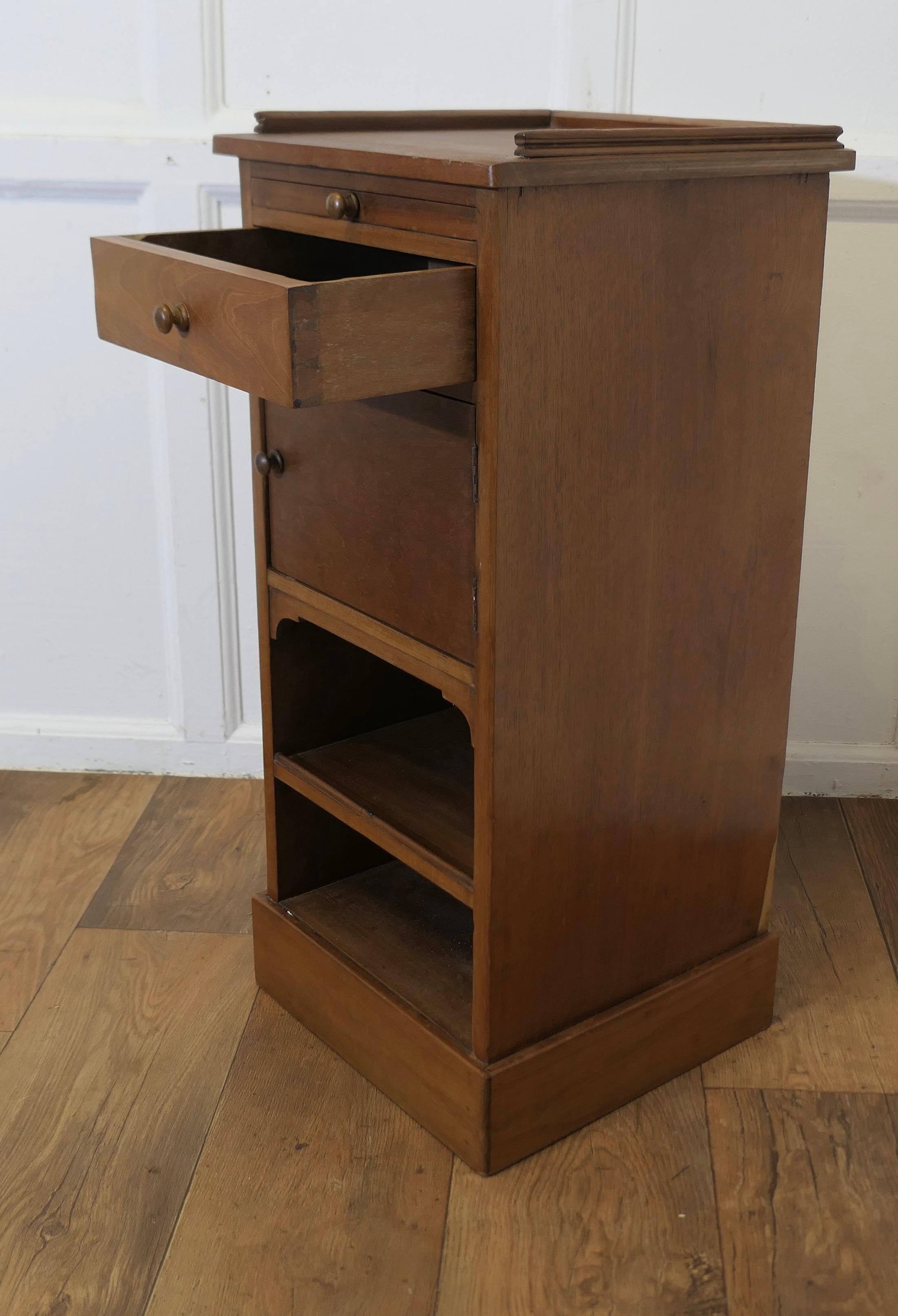 Walnut Bedside Cupboard with Brushing Slide For Sale