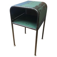 Bedside End Table of Artist-Made Vintage Industrial Reclaimed Steel