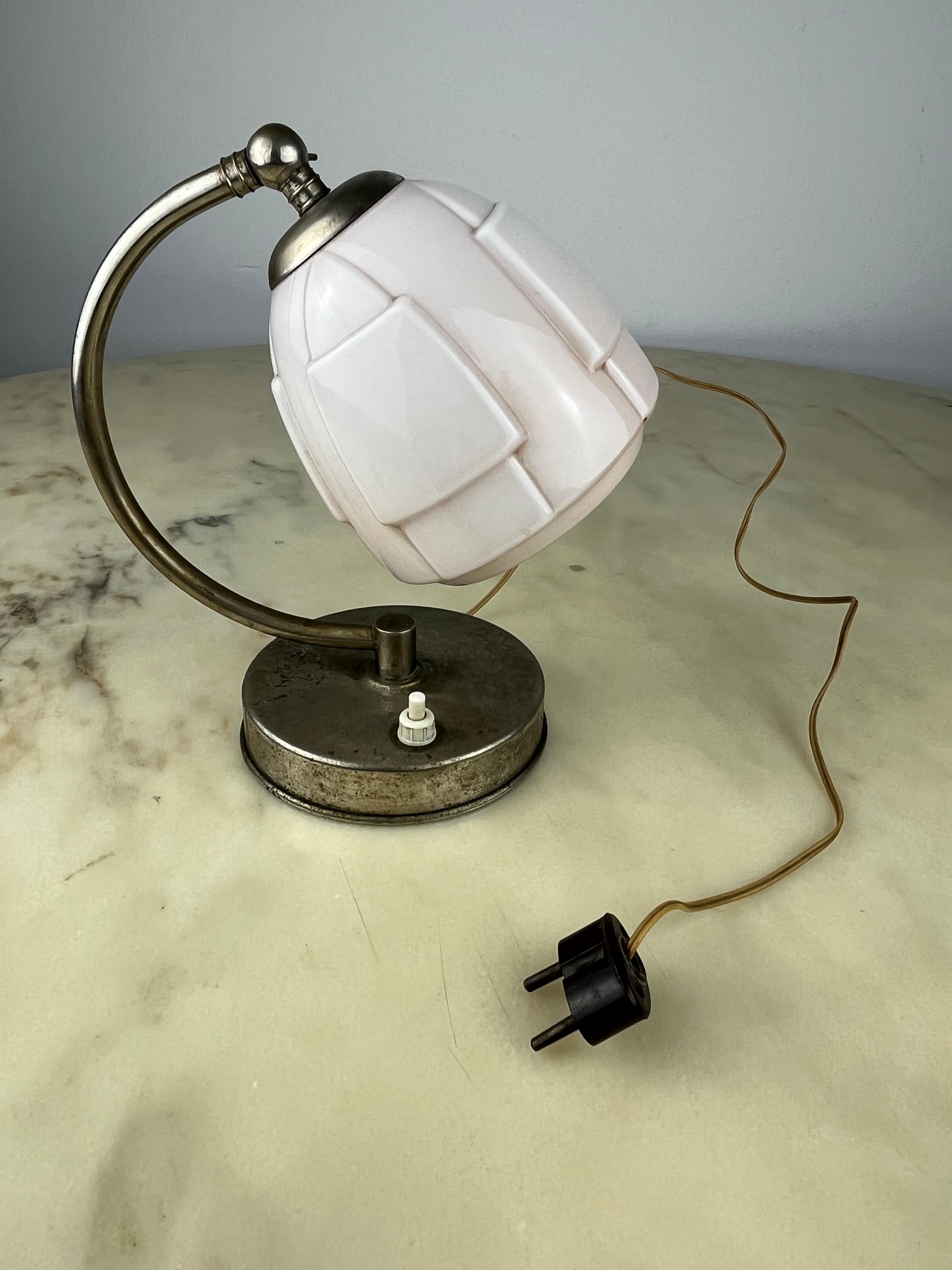 Bedside Lamp in Metal and Glass, Italy, 1940s For Sale 3