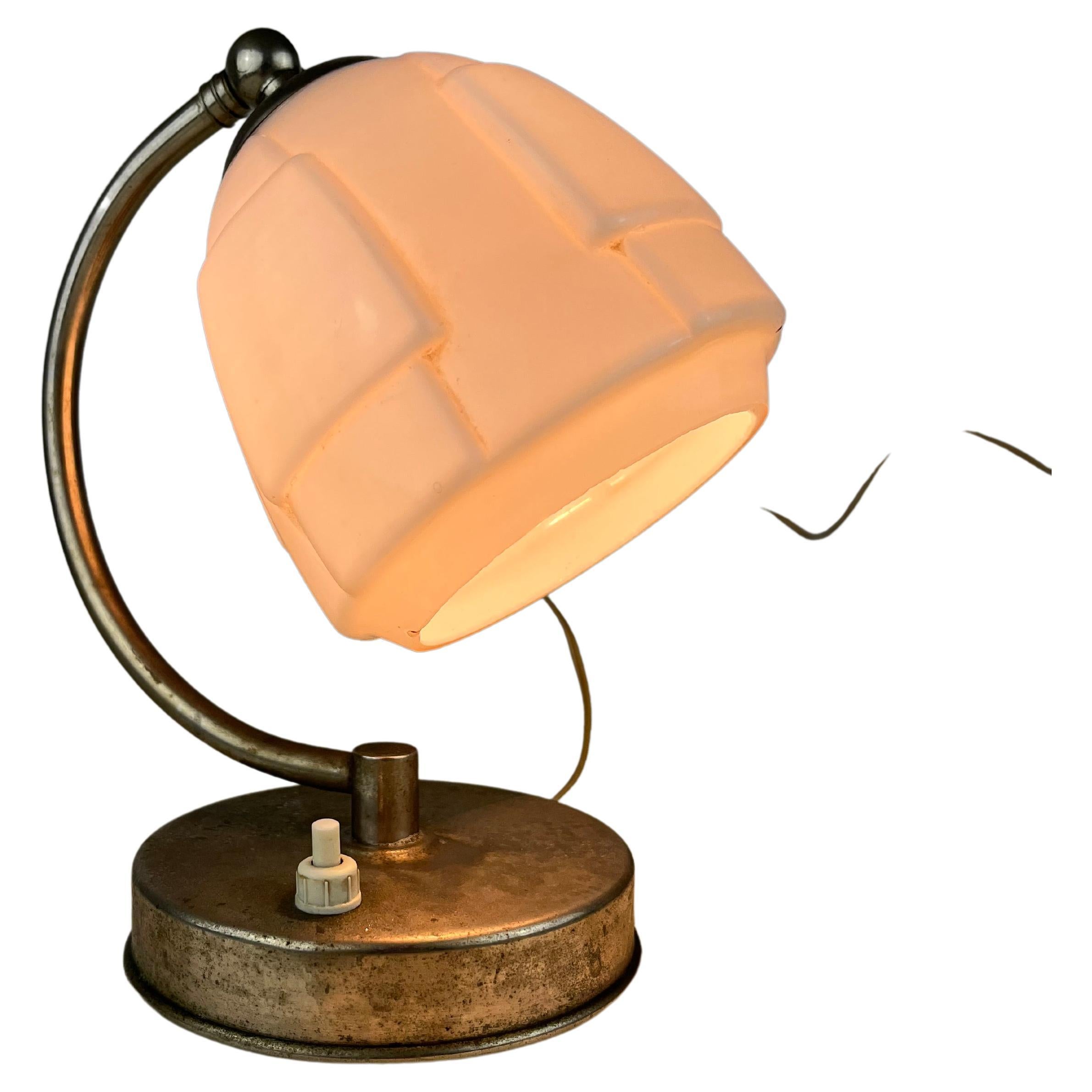 Bedside Lamp in Metal and Glass, Italy, 1940s For Sale