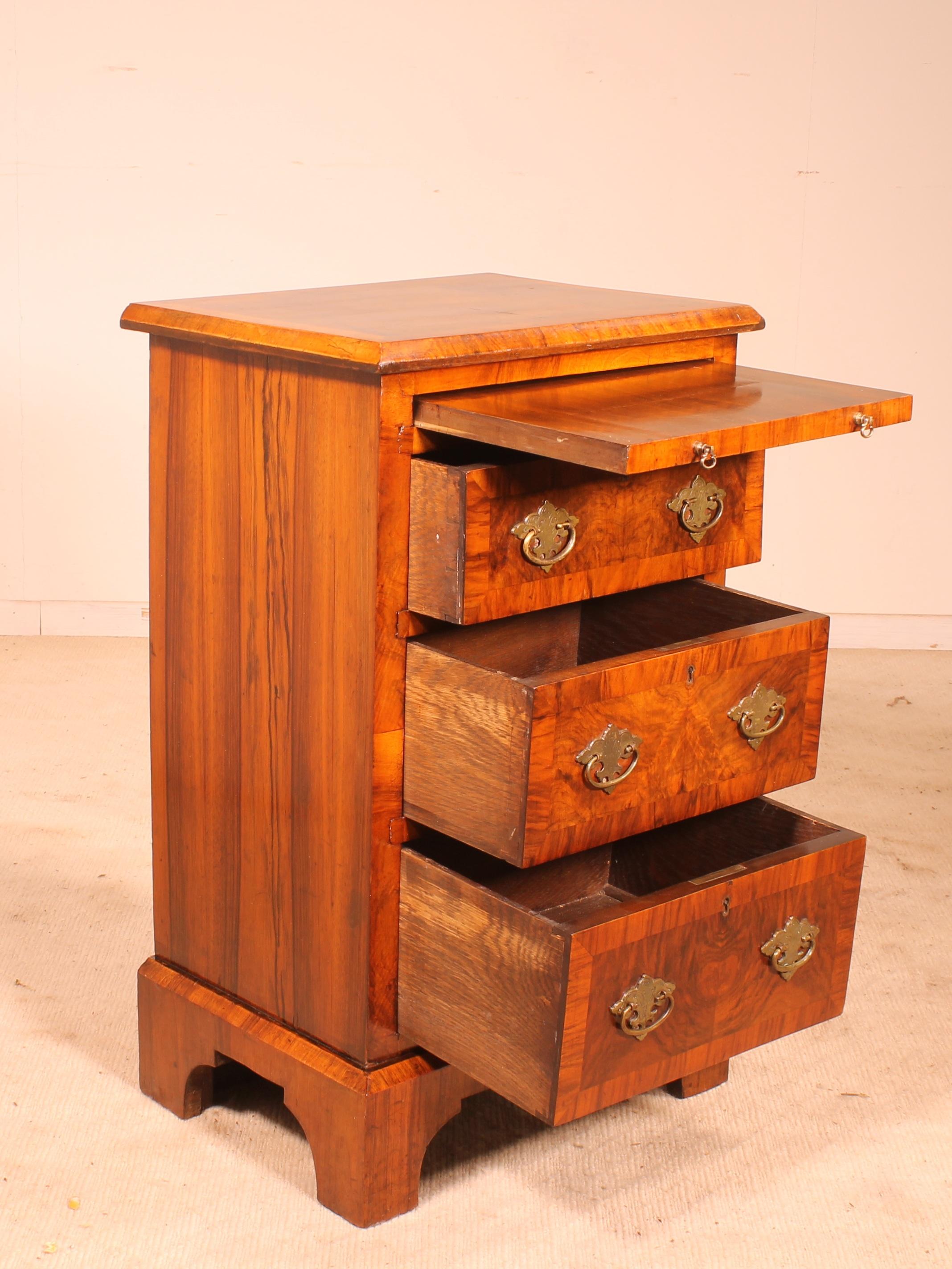 Early Victorian Bedside or Mini Chest from the 19th Century in Blurr Walnut