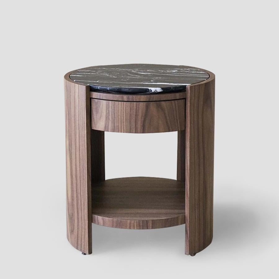 Modern Bedside Table Dama in Black Marble For Sale