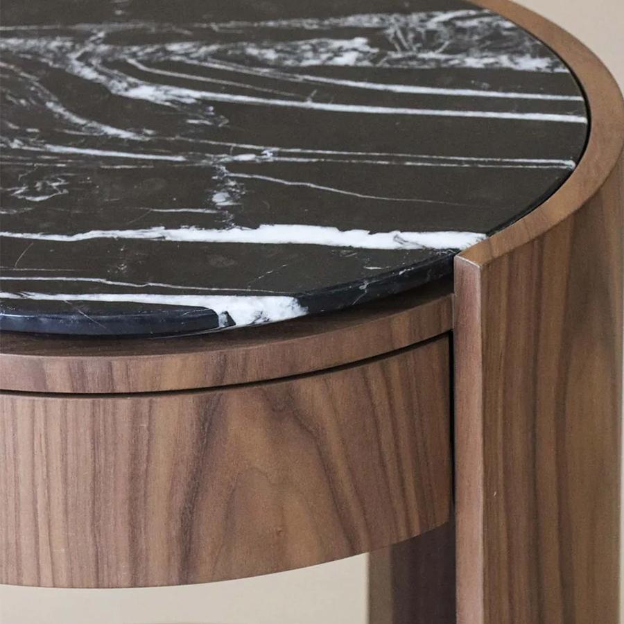 Mexican Bedside Table Dama in Black Marble For Sale