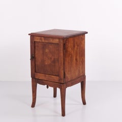 Bedside Table in Dark Wood with Brass Mounts and Tapered Legs from the 1940s