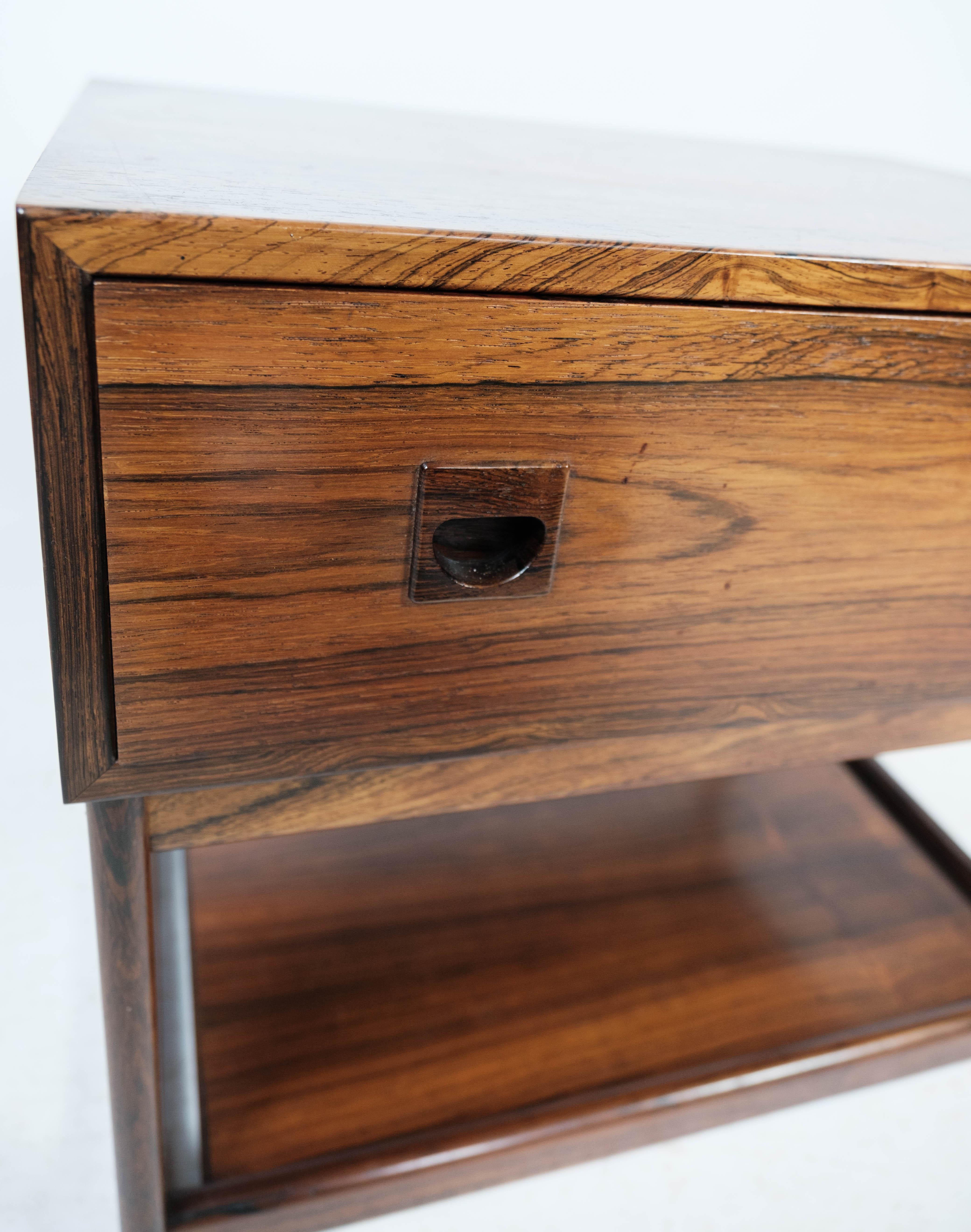 Scandinavian Modern Bedside Table in Rosewood of Danish Design Manufactured by Brouer in the 1960s