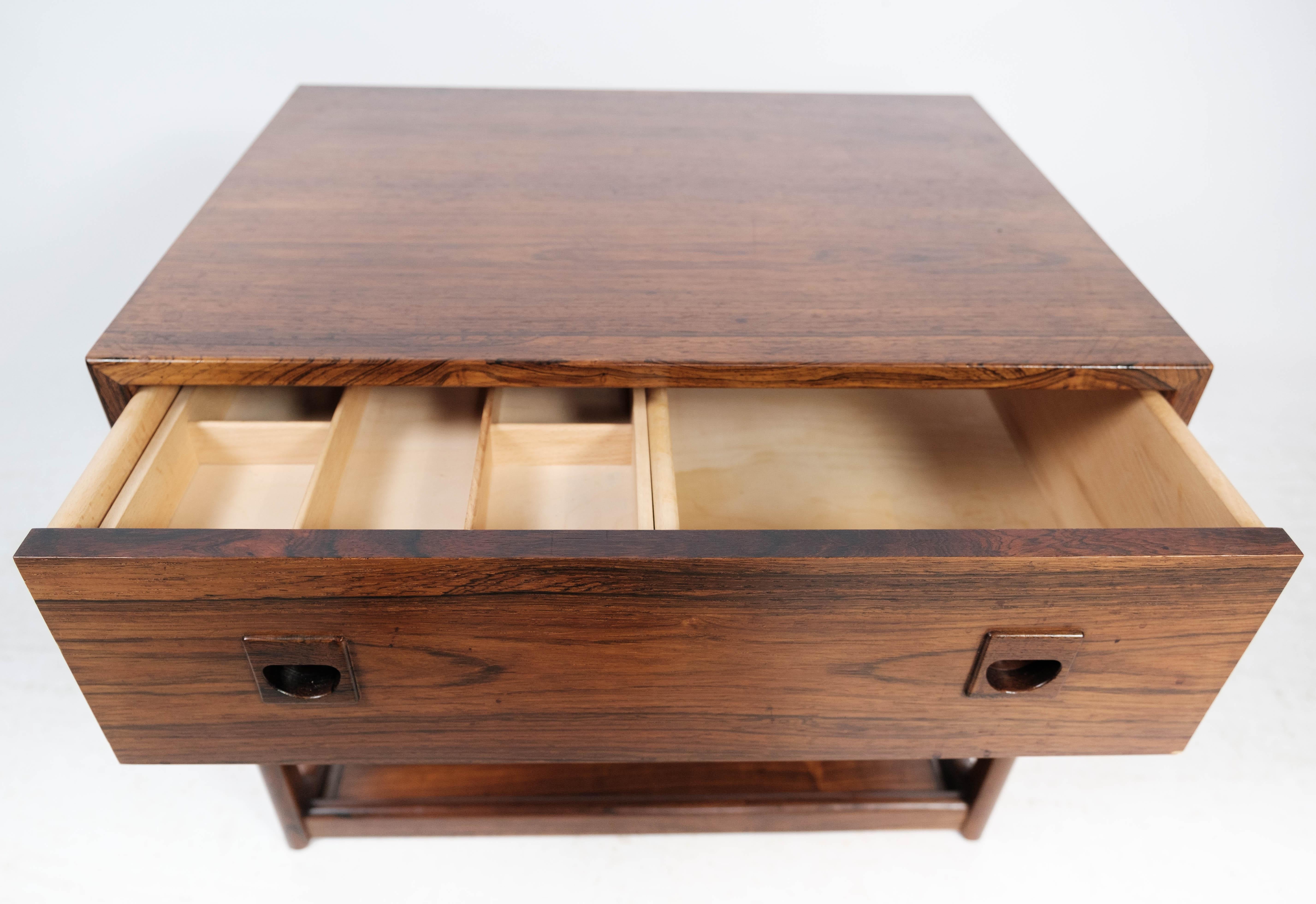 Bedside Table in Rosewood of Danish Design Manufactured by Brouer in the 1960s In Good Condition In Lejre, DK