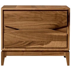 Base Solid Wood Bedside table, Walnut in Hand-Made Natural Finish, Contemporary