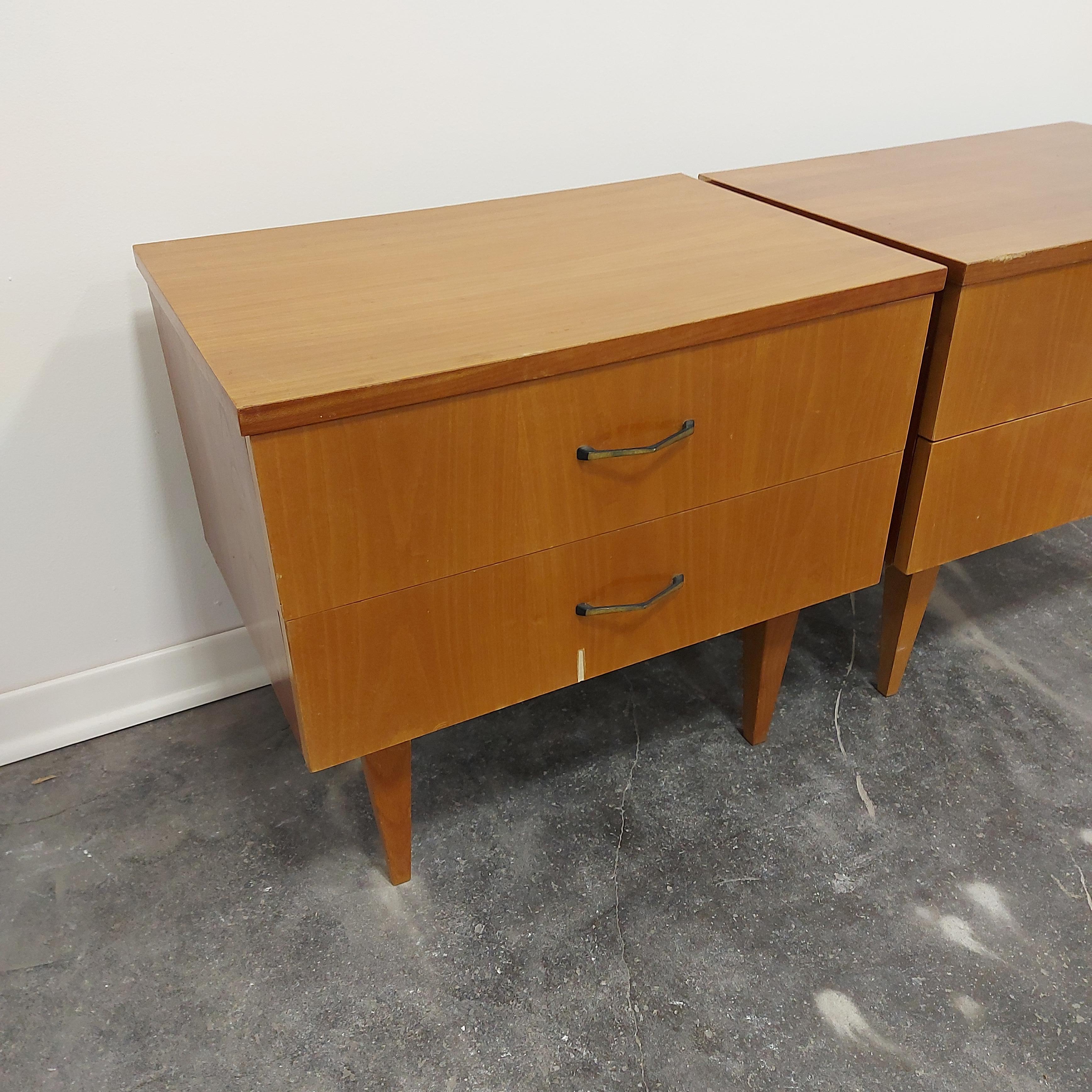 Hardwood Bedside table/Nightstand, 1970s - pair For Sale