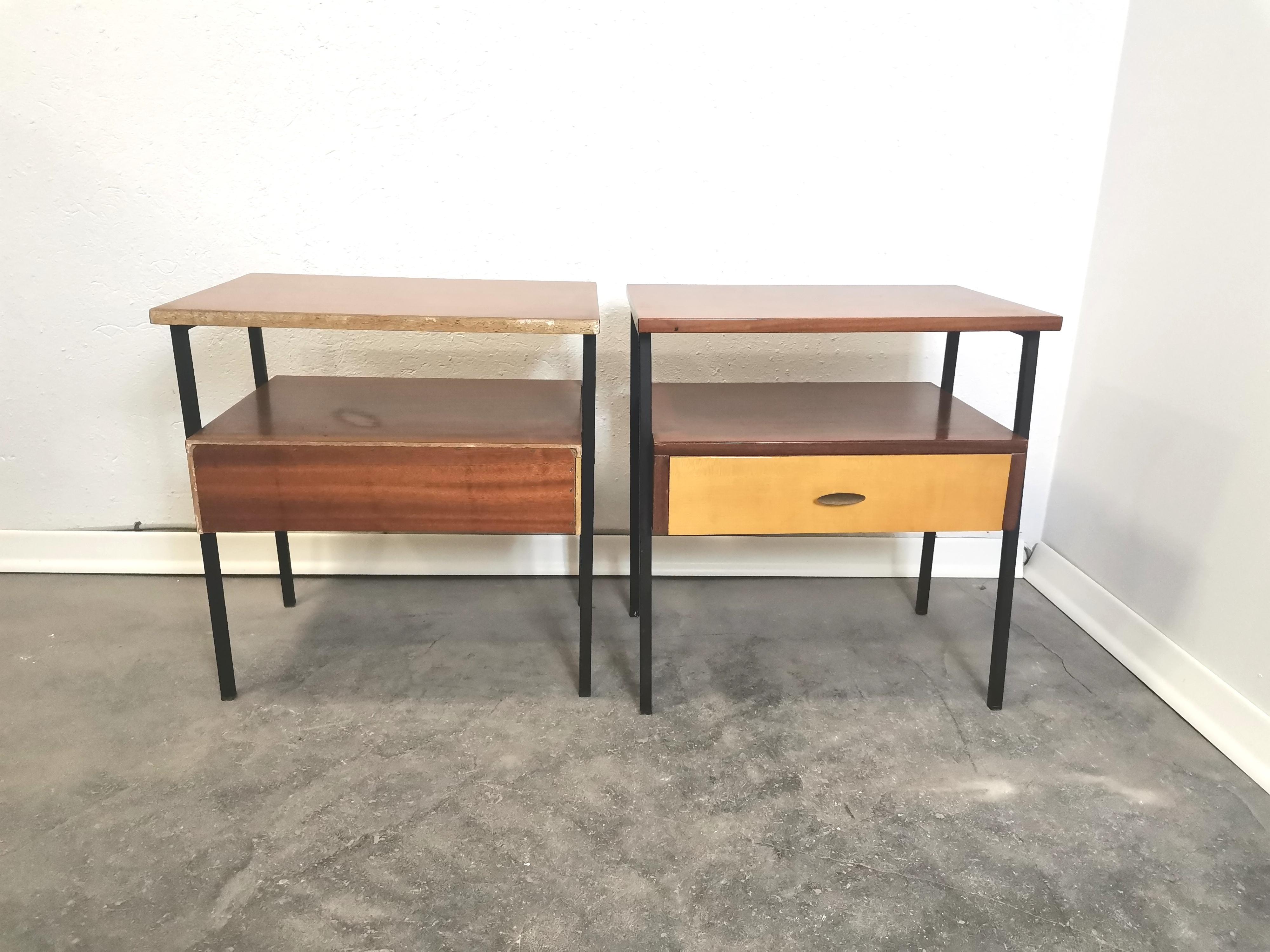 Metal Bedside table/Nightstand, pair 1970s For Sale