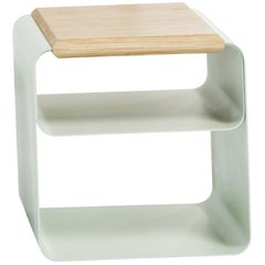 Vodo bedside table / stool, in oak and metal, by Accardi Buccheri for Medulum