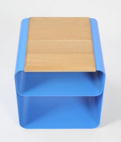 Vodo bedside table / stool, in oak and metal, by Accardi Buccheri for Medulum