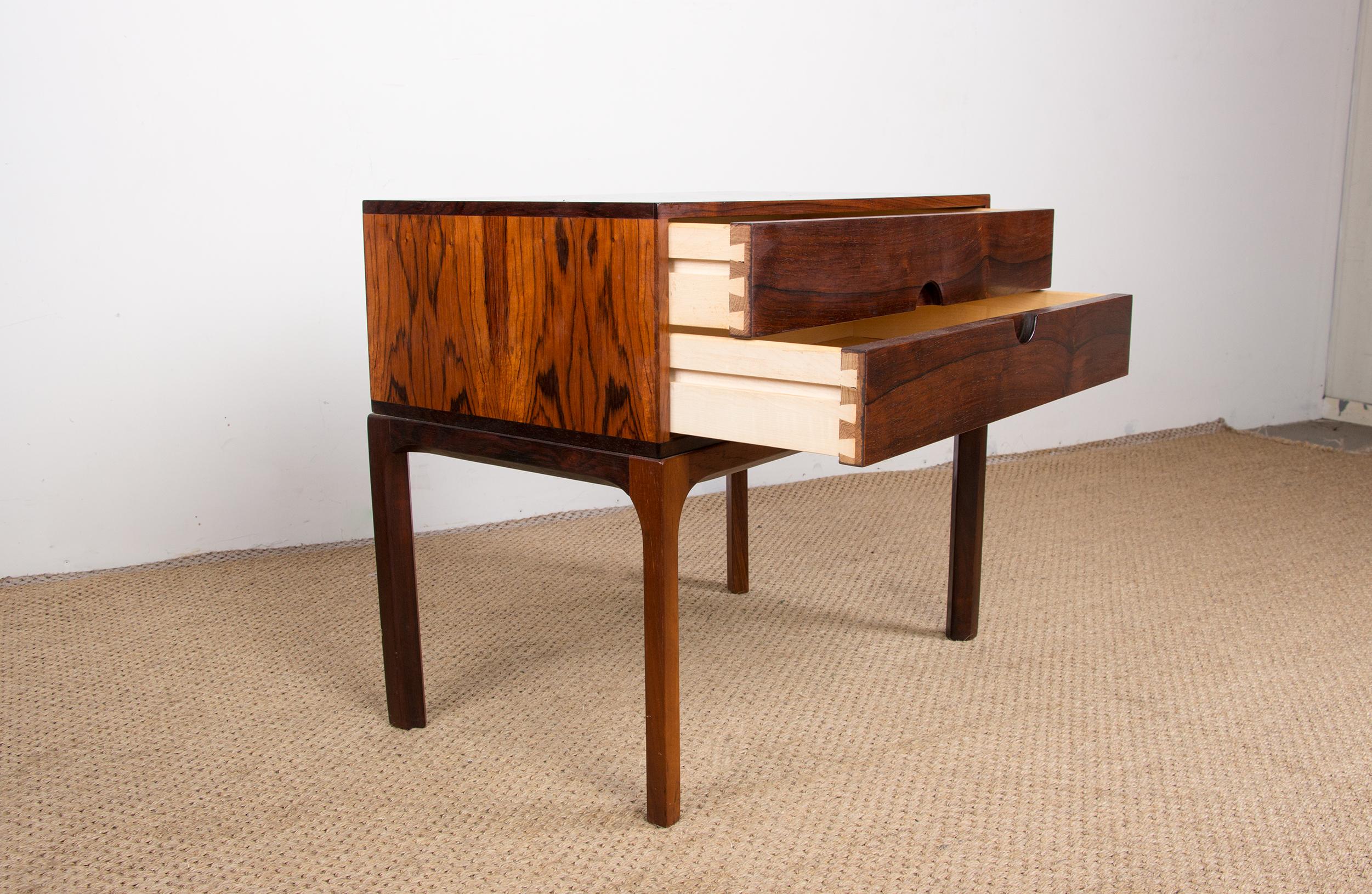 Bedside Table, Small Danish Rosewood Chest of Drawers Model 384 Kai Kristiansen For Sale 7