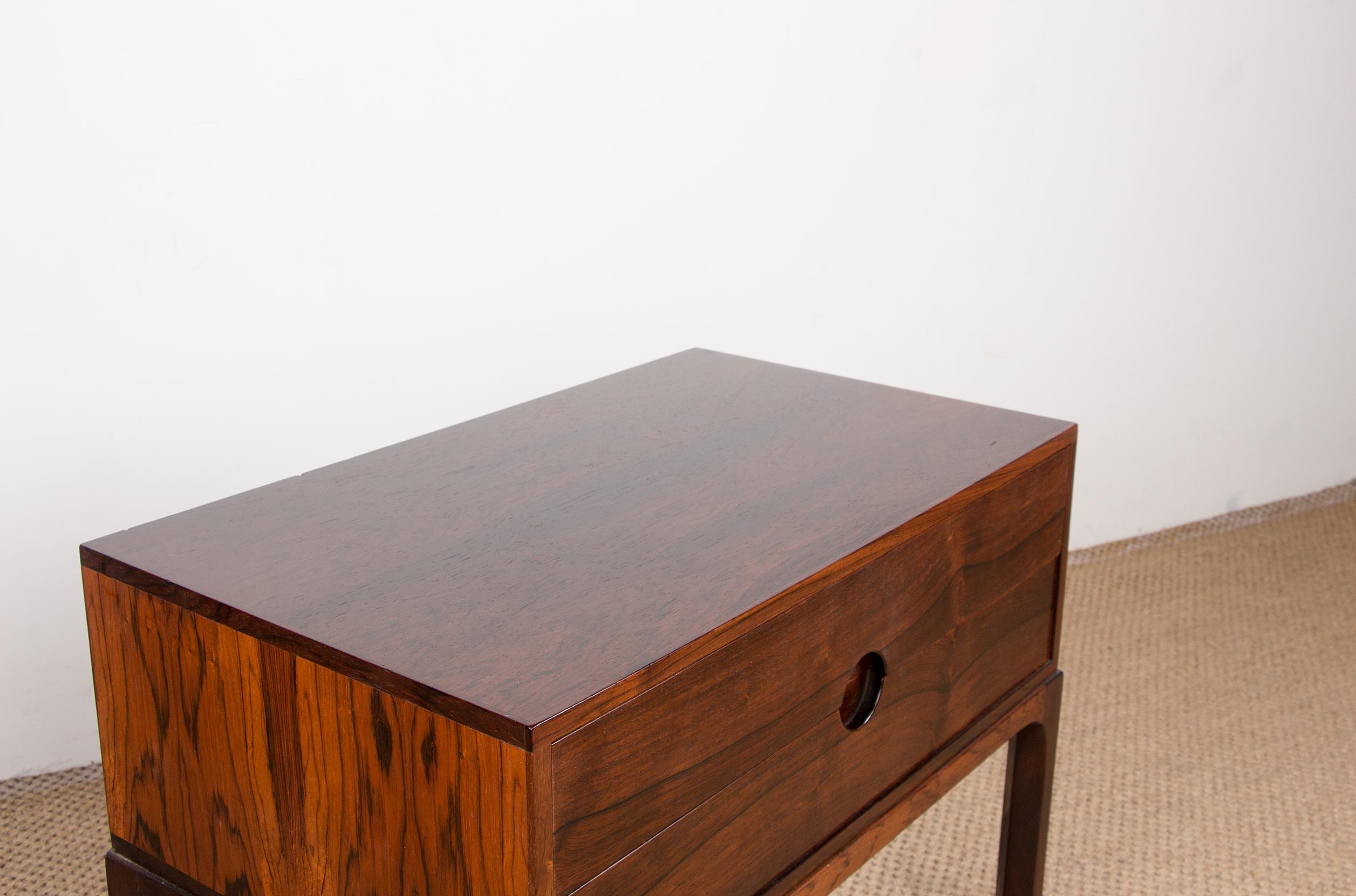 Bedside Table, Small Danish Rosewood Chest of Drawers Model 384 Kai Kristiansen For Sale 9