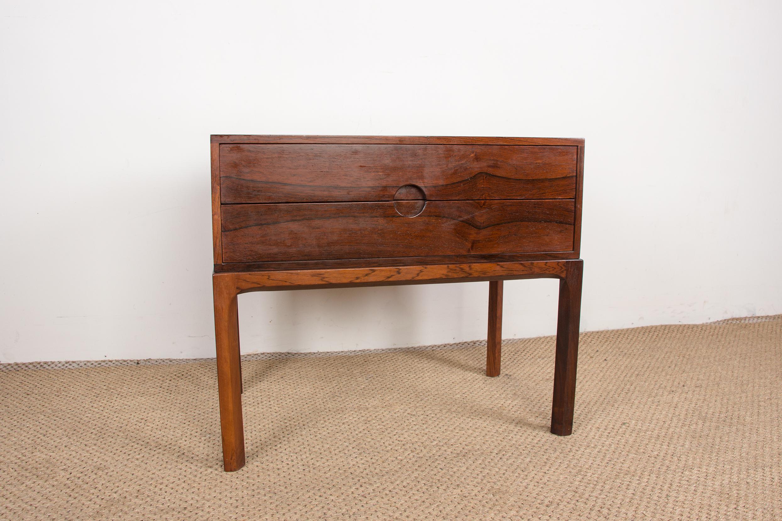 Bedside Table, Small Danish Rosewood Chest of Drawers Model 384 Kai Kristiansen For Sale 1
