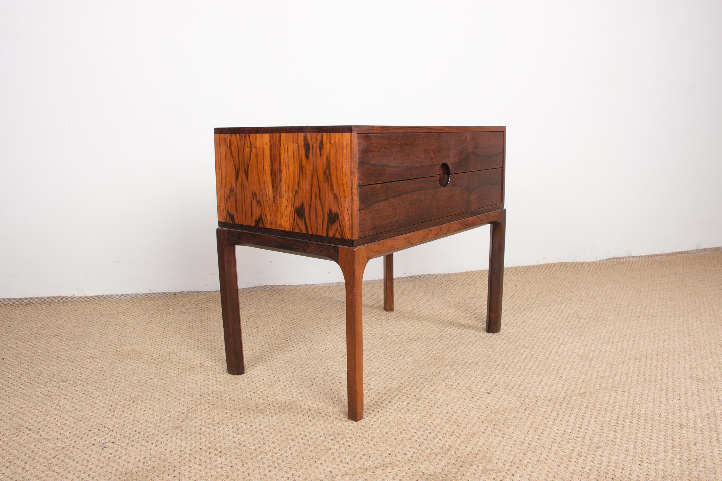 Bedside Table, Small Danish Rosewood Chest of Drawers Model 384 Kai Kristiansen For Sale 2