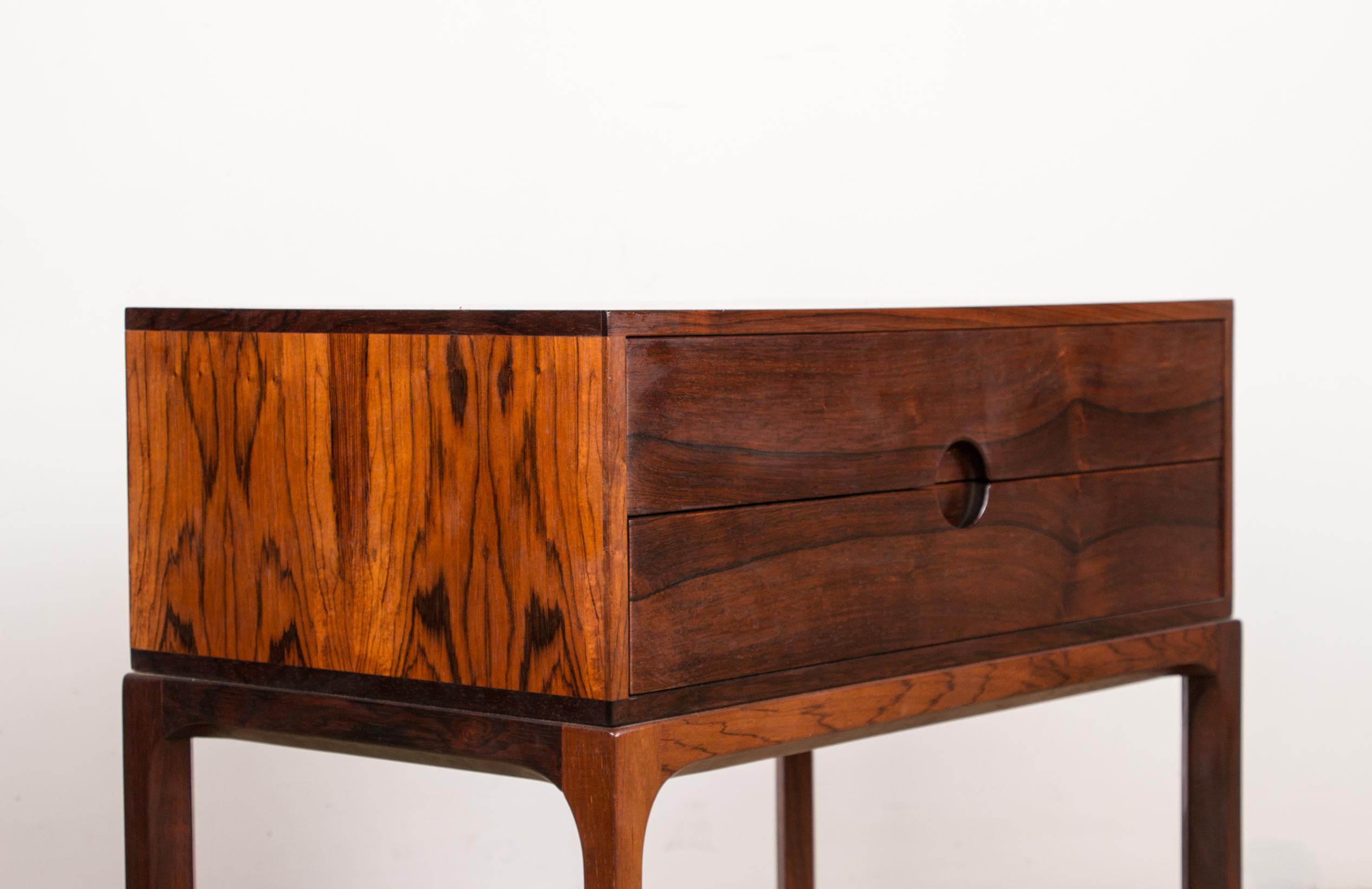 Bedside Table, Small Danish Rosewood Chest of Drawers Model 384 Kai Kristiansen For Sale 3