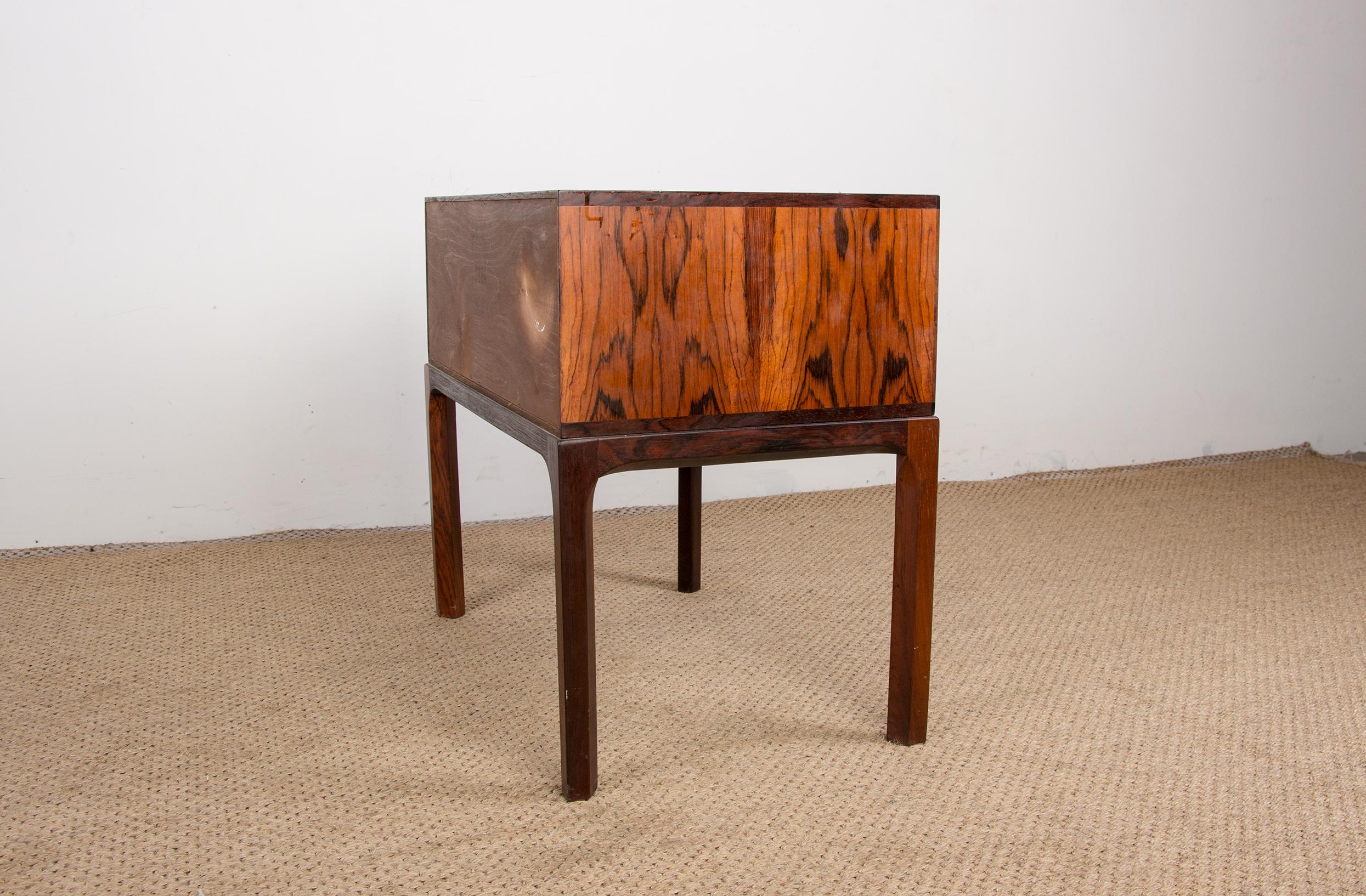 Bedside Table, Small Danish Rosewood Chest of Drawers Model 384 Kai Kristiansen For Sale 4