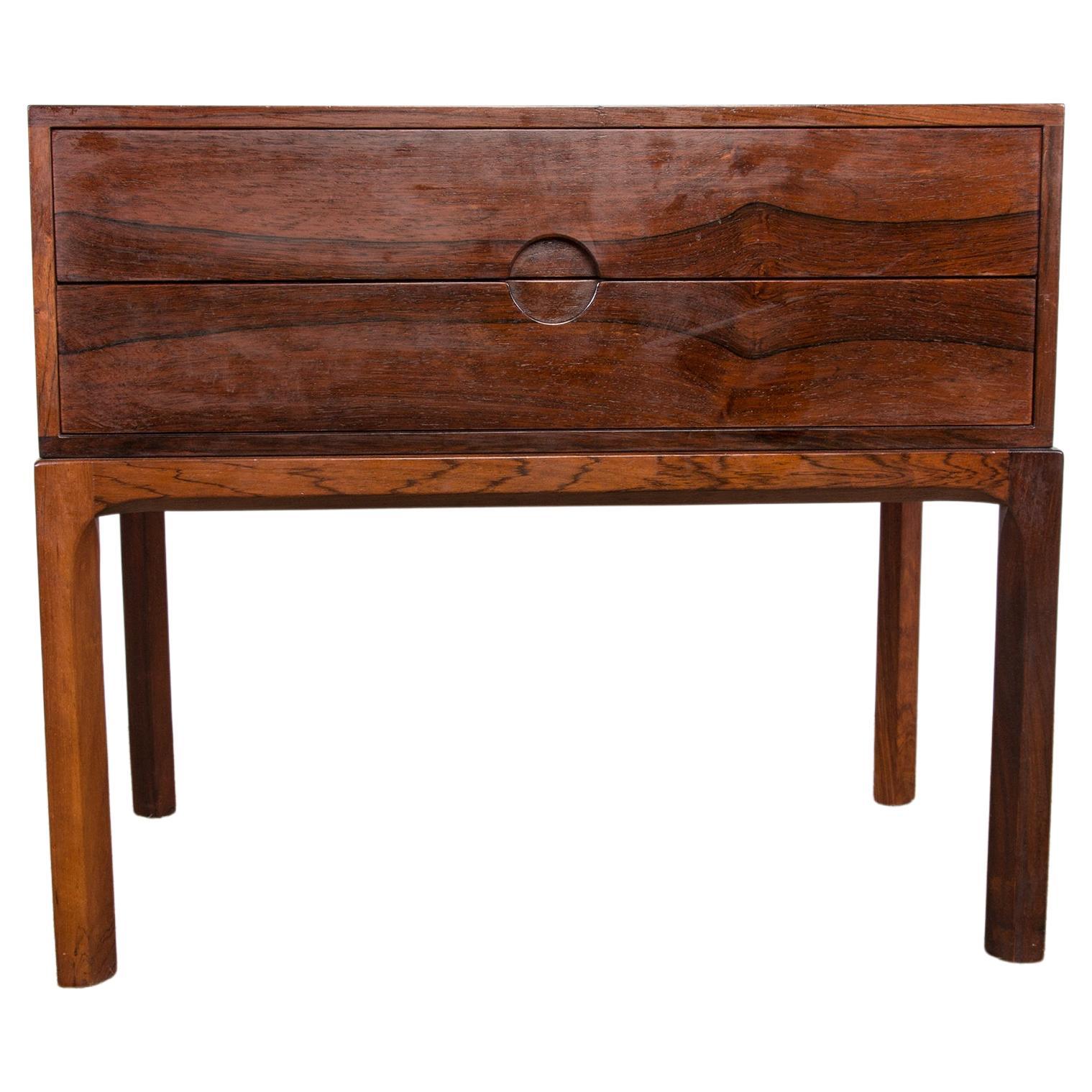 Bedside Table, Small Danish Rosewood Chest of Drawers Model 384 Kai Kristiansen