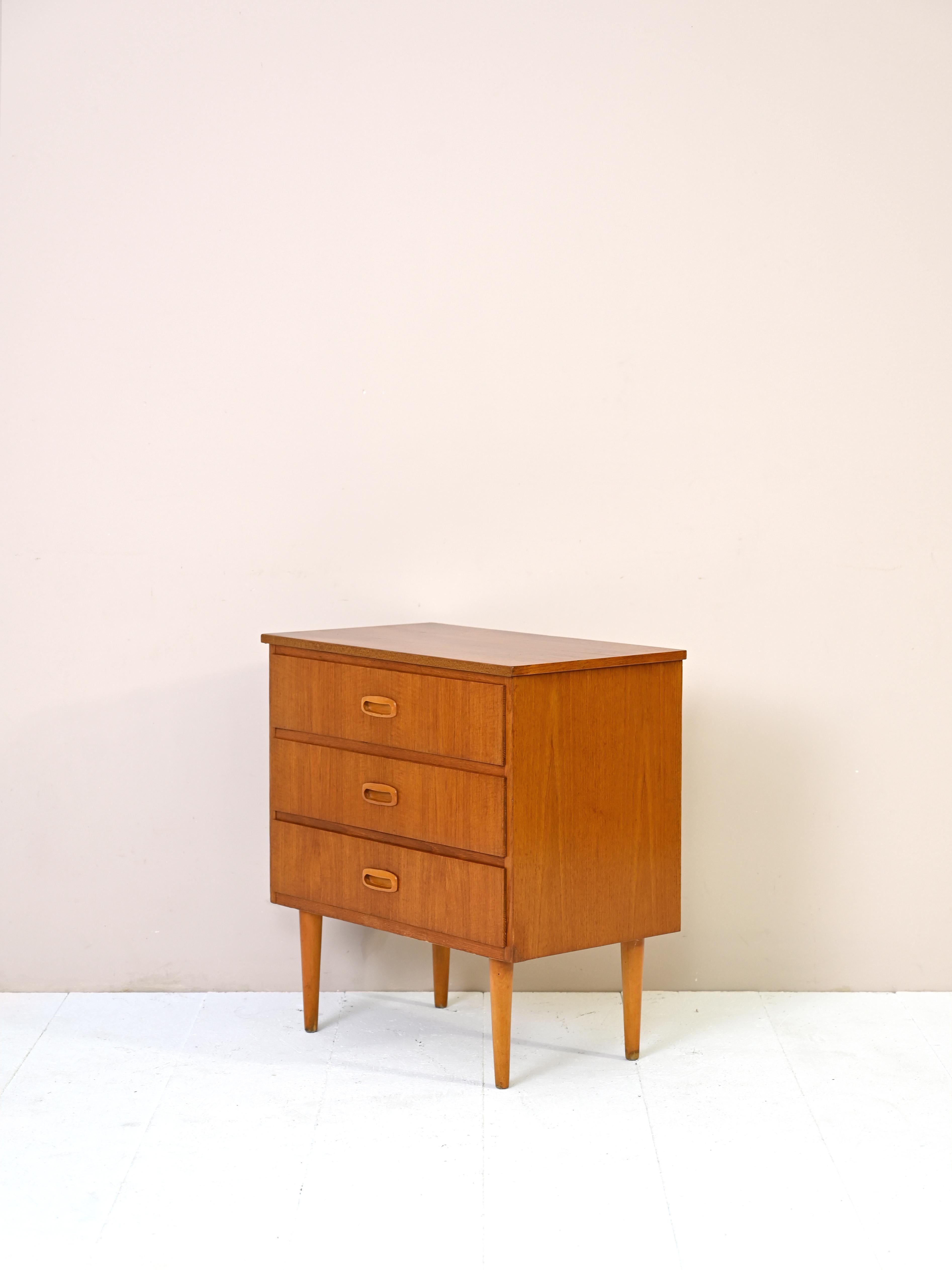 Scandinavian Bedside Table/Small Teak Dresser with Drawers