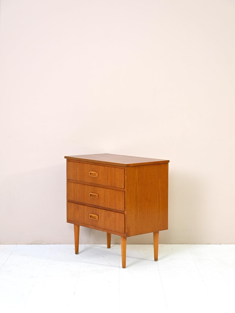 Scandinavian Bedside Table/Small Teak Dresser with Drawers