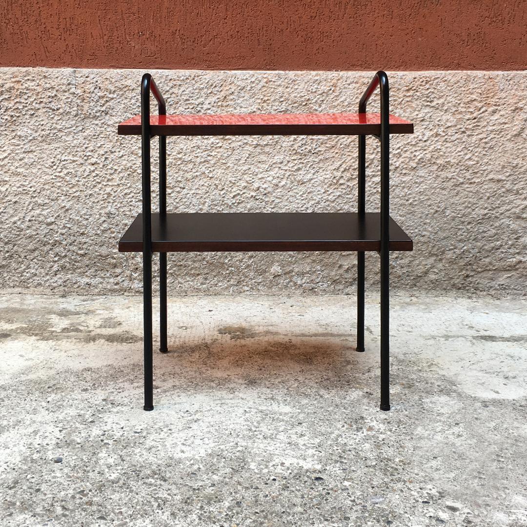 Italian Bedside Table with Double Colored Shelves, 1960s