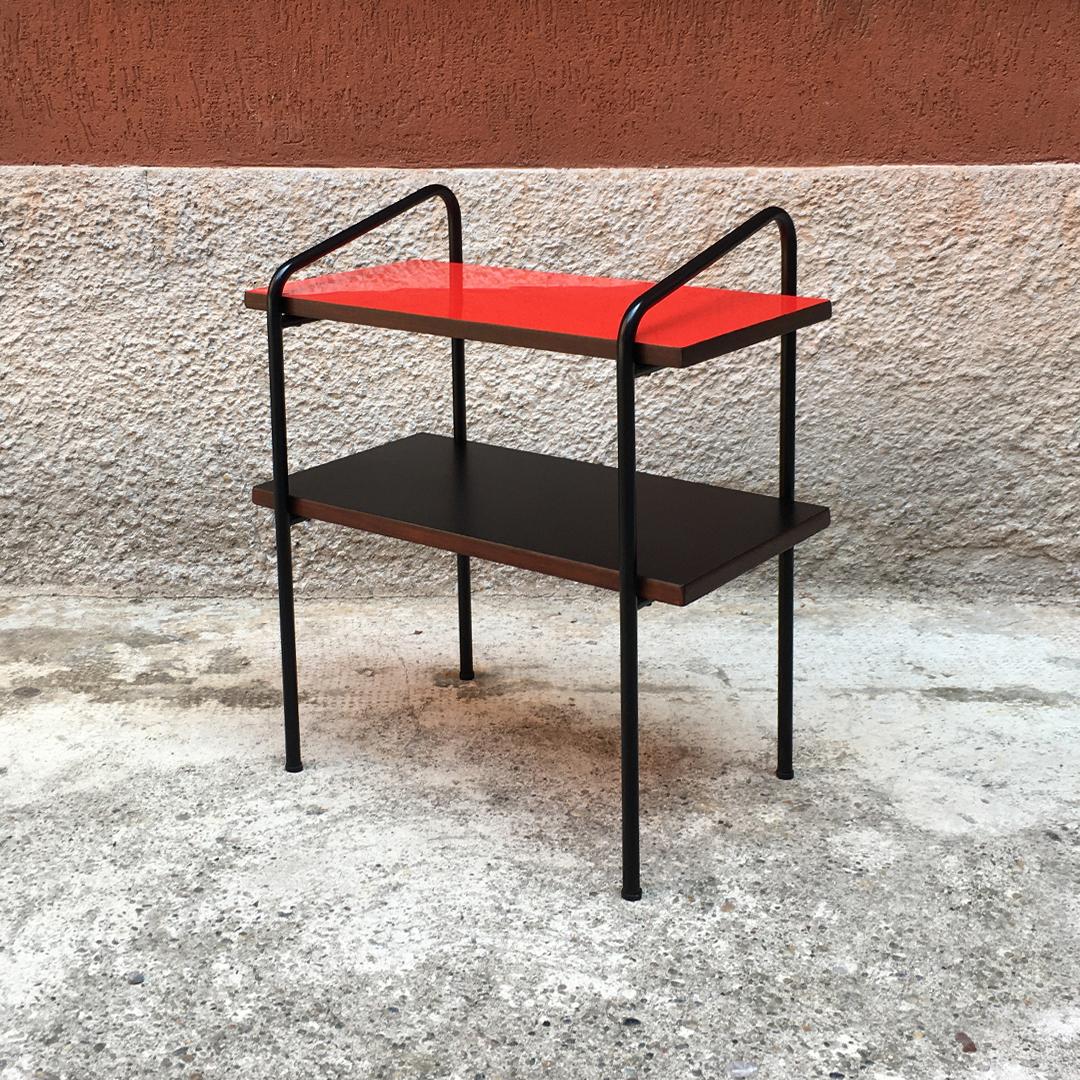 Mid-20th Century Bedside Table with Double Colored Shelves, 1960s