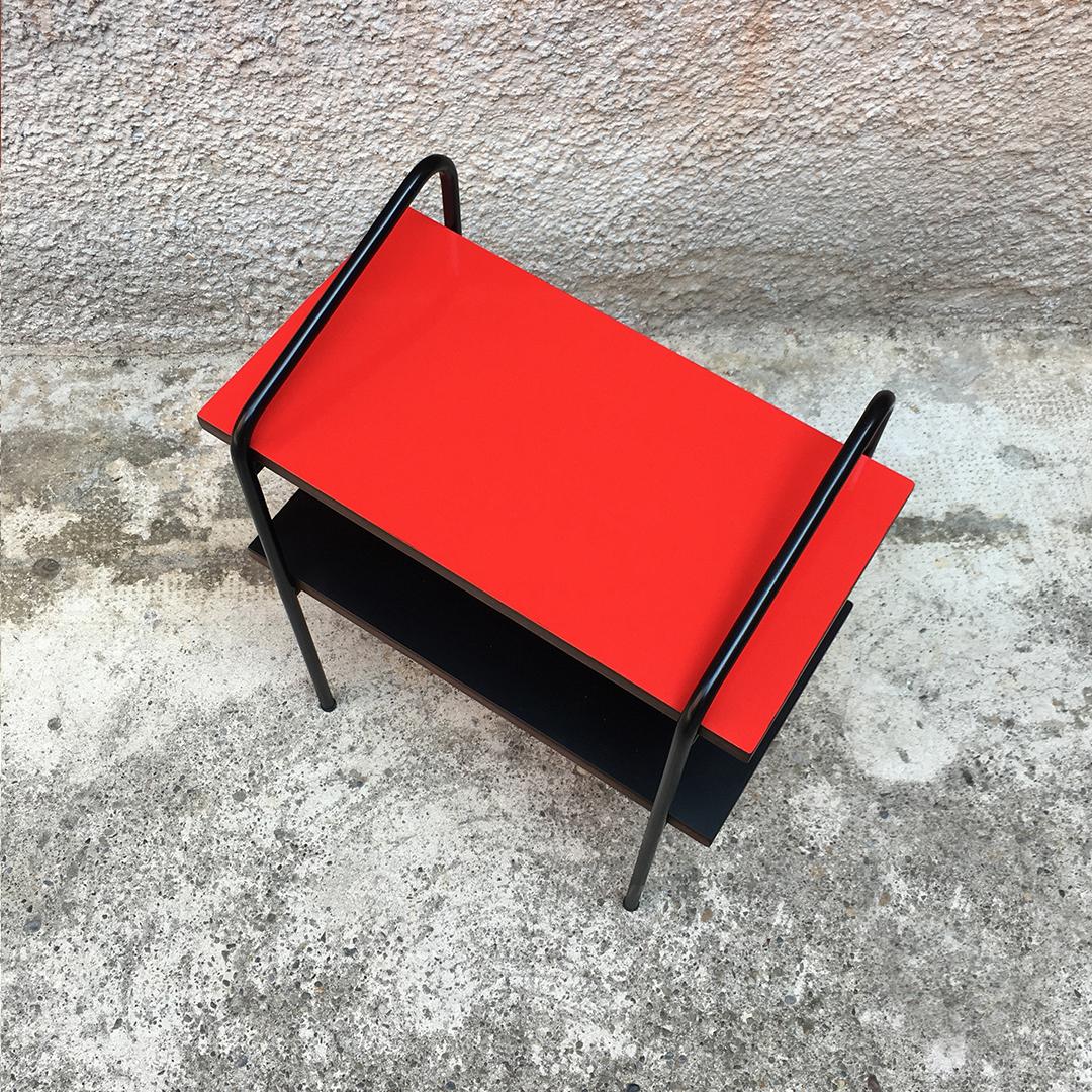 Metal Bedside Table with Double Colored Shelves, 1960s